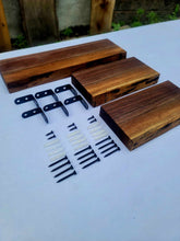 Load image into Gallery viewer, Set of 3 live-edge black walnut wall shelves